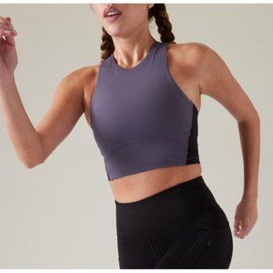 Athleta M Conscious Train Pocket Crop Bra Medium Cup D-DD Purple Black